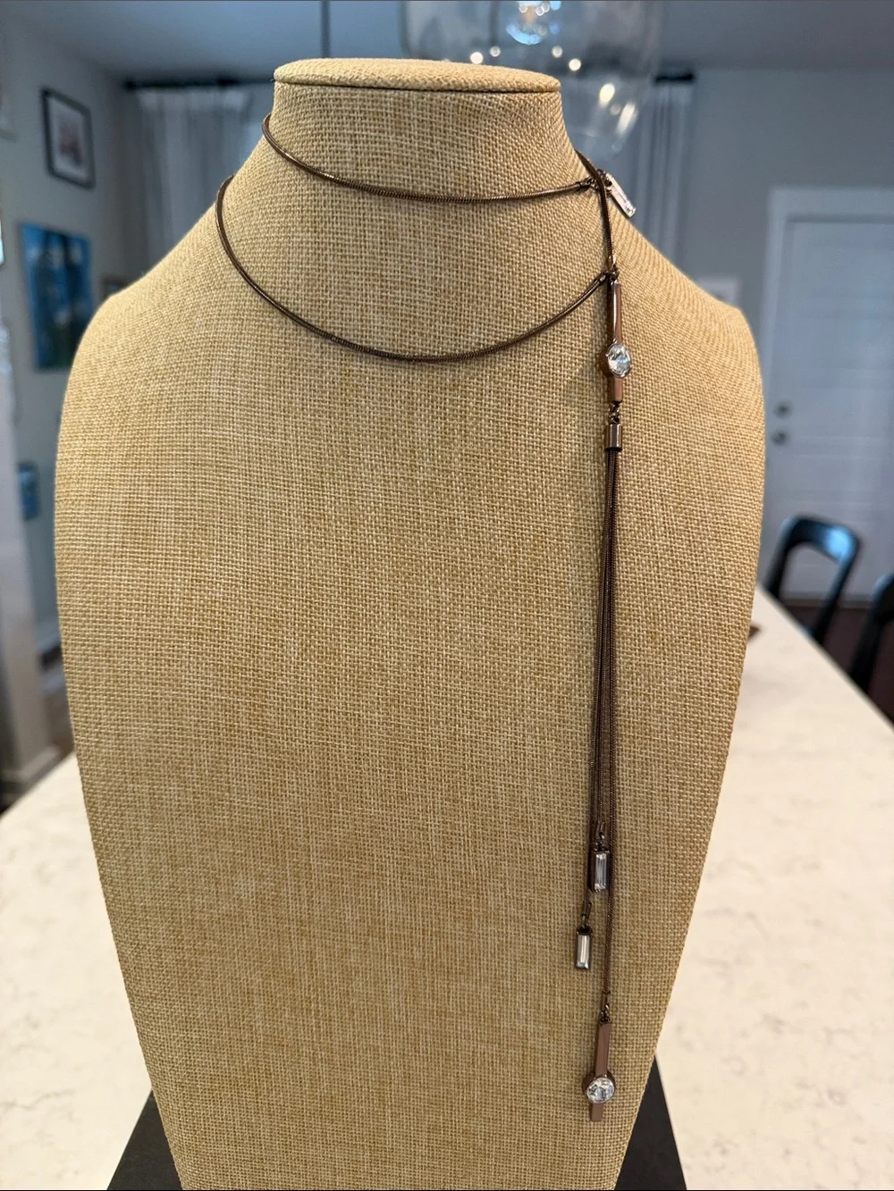 White House Black Market Brown Tone Necklace with Crystal